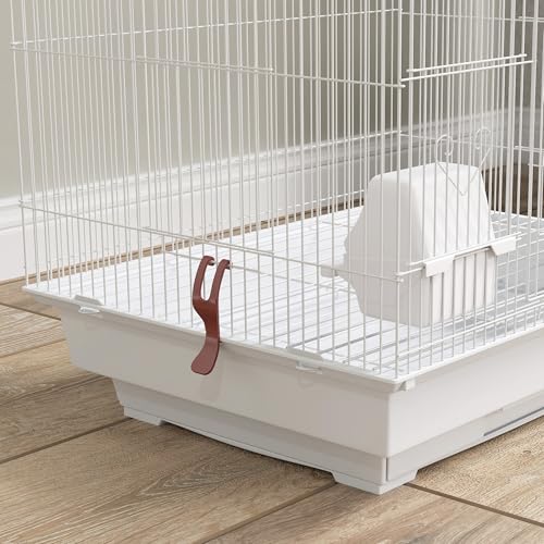 PawHut Bird Cage for Budgies, Finches, Canaries w/Accessories, Toys, Tray, Handle, 46 x 36 x 100cm -White - Image 9