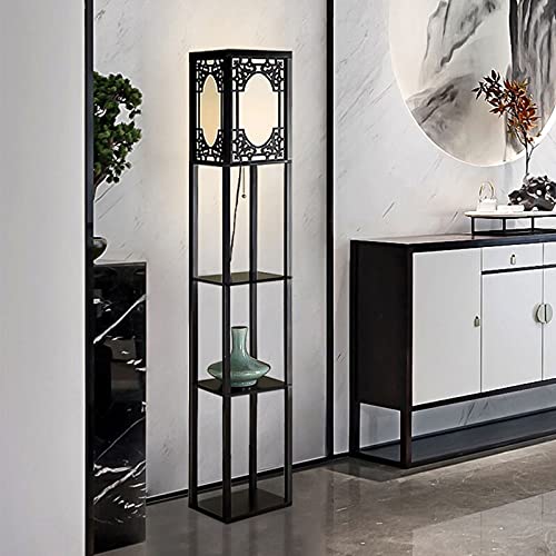 Indoor Vloerlamp met planken voor woonkamer staande leeslicht slaapkamer kantoor Chinese retro houten vloerlamp Home… - Image 4