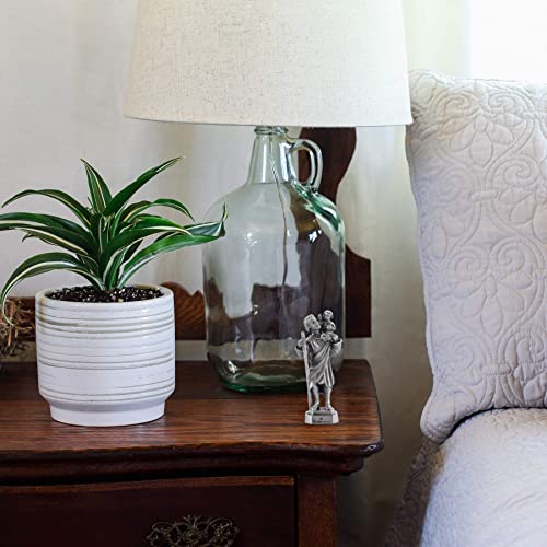 Pewter Catholic Saint St Christopher Statue With Laminated Prayer Card, 3 1/2 Inch #TOP2