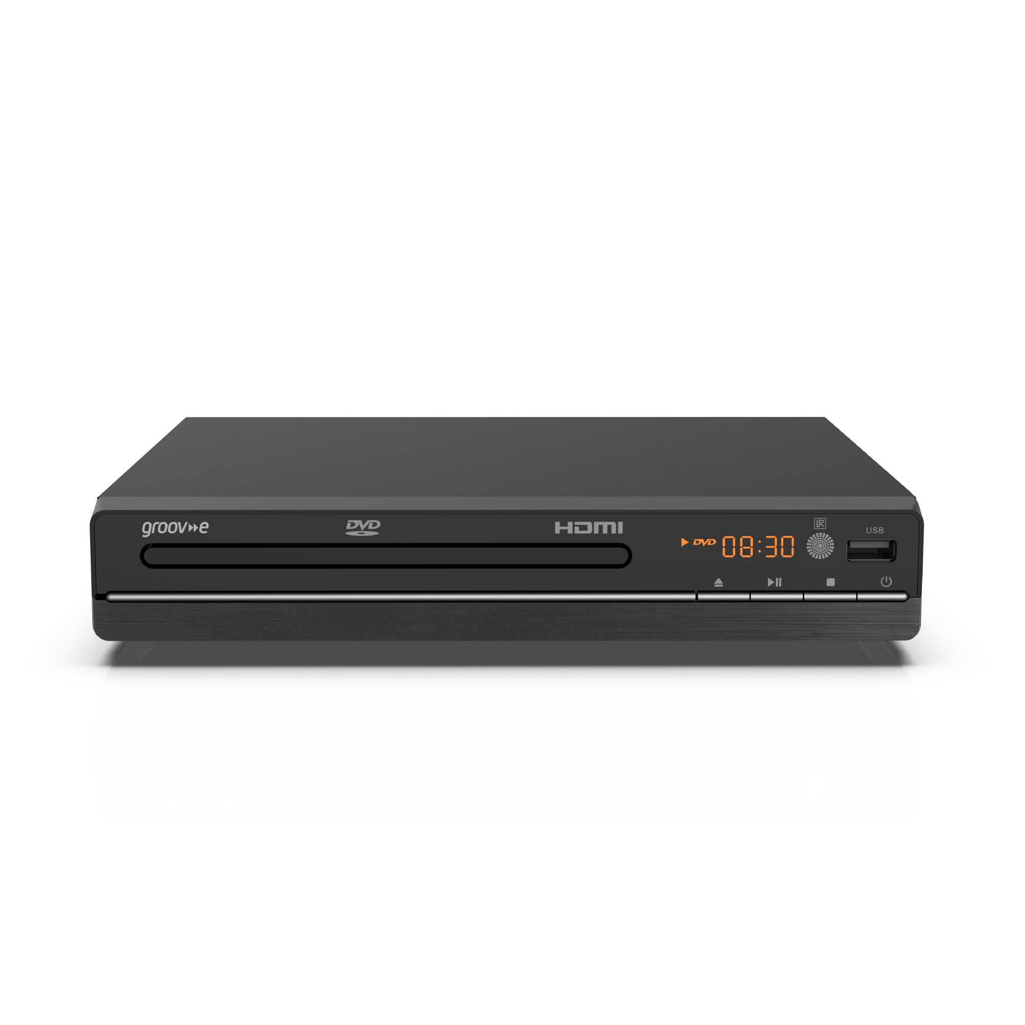 Groov-e Compact DVD Player - Media Device with Full HD 1080p Upscaling, Media Box with USB, Mp3 and CD Support, Multi Region Disc Playback, Includes Remote - Black
