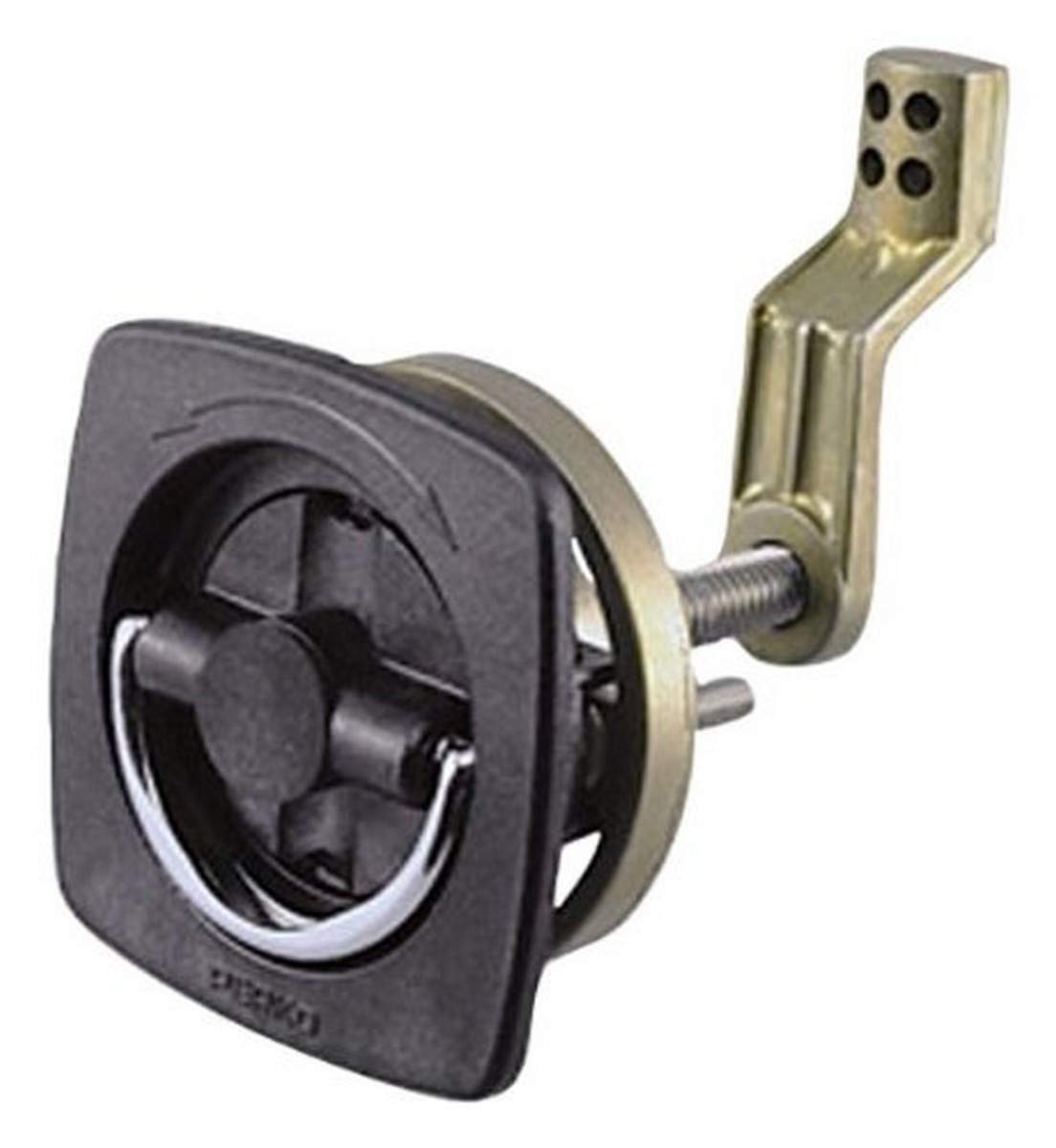 Perko 0932DP1BLK Flush-Mount Non-Locking Latch with Offset Cam Bar and Flexible Polymer Strike for 1-1/8" to 2" Hole - Black