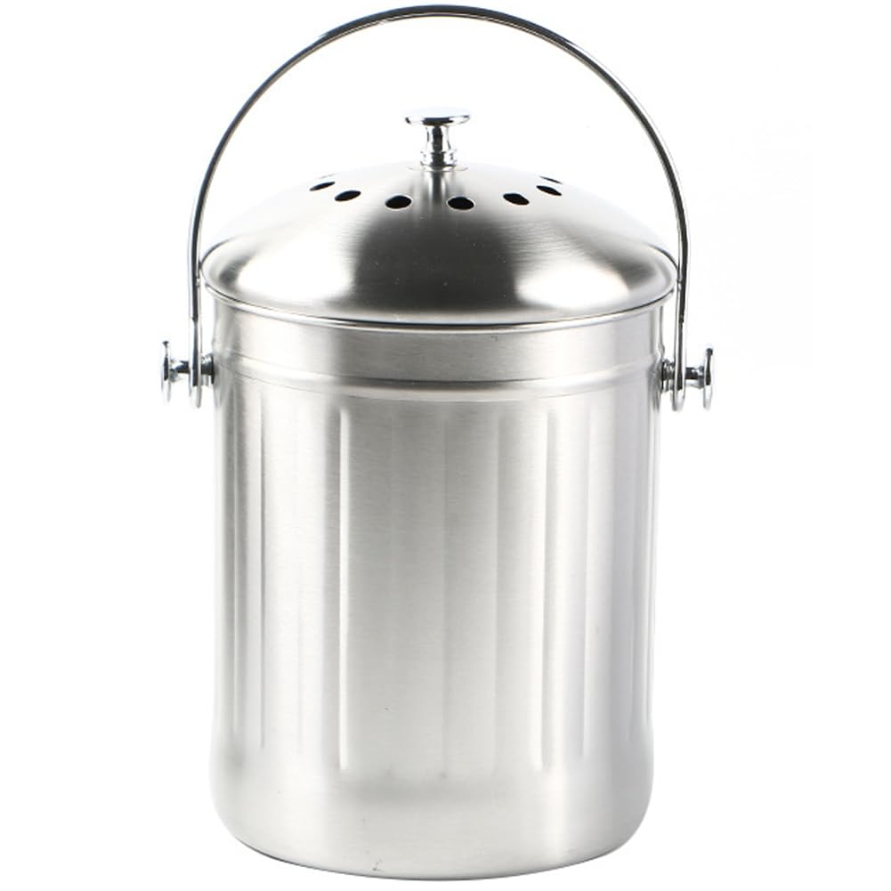 Cubo de abono interior de acero inoxidable con asa para encimera de cocina 1