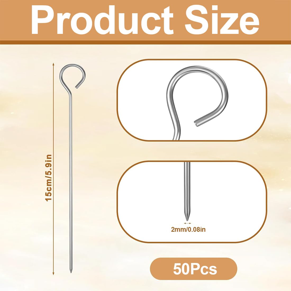 50 Spiedini Acciaio Inox Per Barbecue - Riutilizzabili, 15 Cm, Per