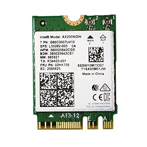 Wi-Fi 6 11AX WiFi Module Intel AX200NGW 2 x 2 MU-MIMO Wireless Card with Bluetooth 5.0 Support Windows 10 64bit/ Google Chrome OS/Linux Gigabit and Low Latency Built for Gaming, M.2/NGFF