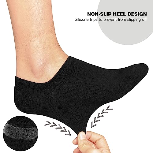 YOJOOM Sneaker Socken Herren 39-42 43-46, Füßlinge Sneakersocken mit Rutschfest Silikon Laufsocken Kurze Socken Herren Unsichtbar (DE/NL/SE/PL, Numerisch, 39, 42, Regular, Regular, Schwarze 6-Paare) 5