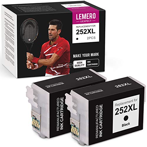 LemeroUexpect Remanufactured Ink Cartridge Replacement for Epson 252XL 252 XL T252XL Ink for Workforce WF-7720 WF-7710 WF-3640 WF-7210 WF-7620 WF-3620 WF-7610 WF-7110 (Black, 2-Pack)