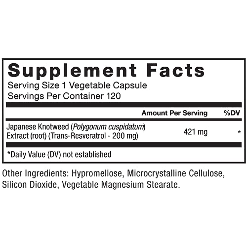 Image of Force Factor Resveratrol Supplement to Support Heart Health, Antioxidants Supplement and Free Radical Scavenger Made with Japanese Knotweed, Vegan, Non-GMO, 120 Vegetable Capsules