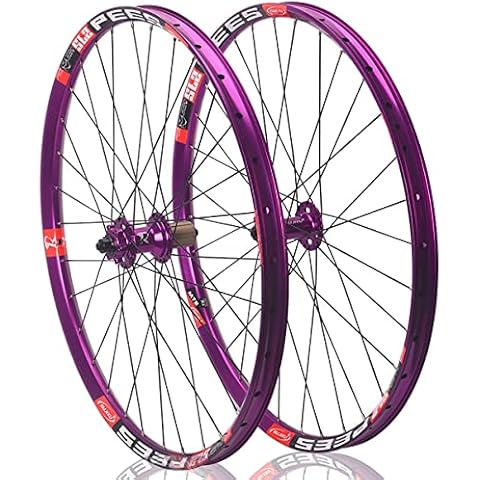 Asiacreate Bike Wheelset Quick Release 26/27.5/29-inch MTB Wheel Set Disc Brake Sealed Bearing Hub Alu Alloy Rim Support 8-9-10-11-12 Speed Cassette (Color : Purple, Size : 29'') Cover