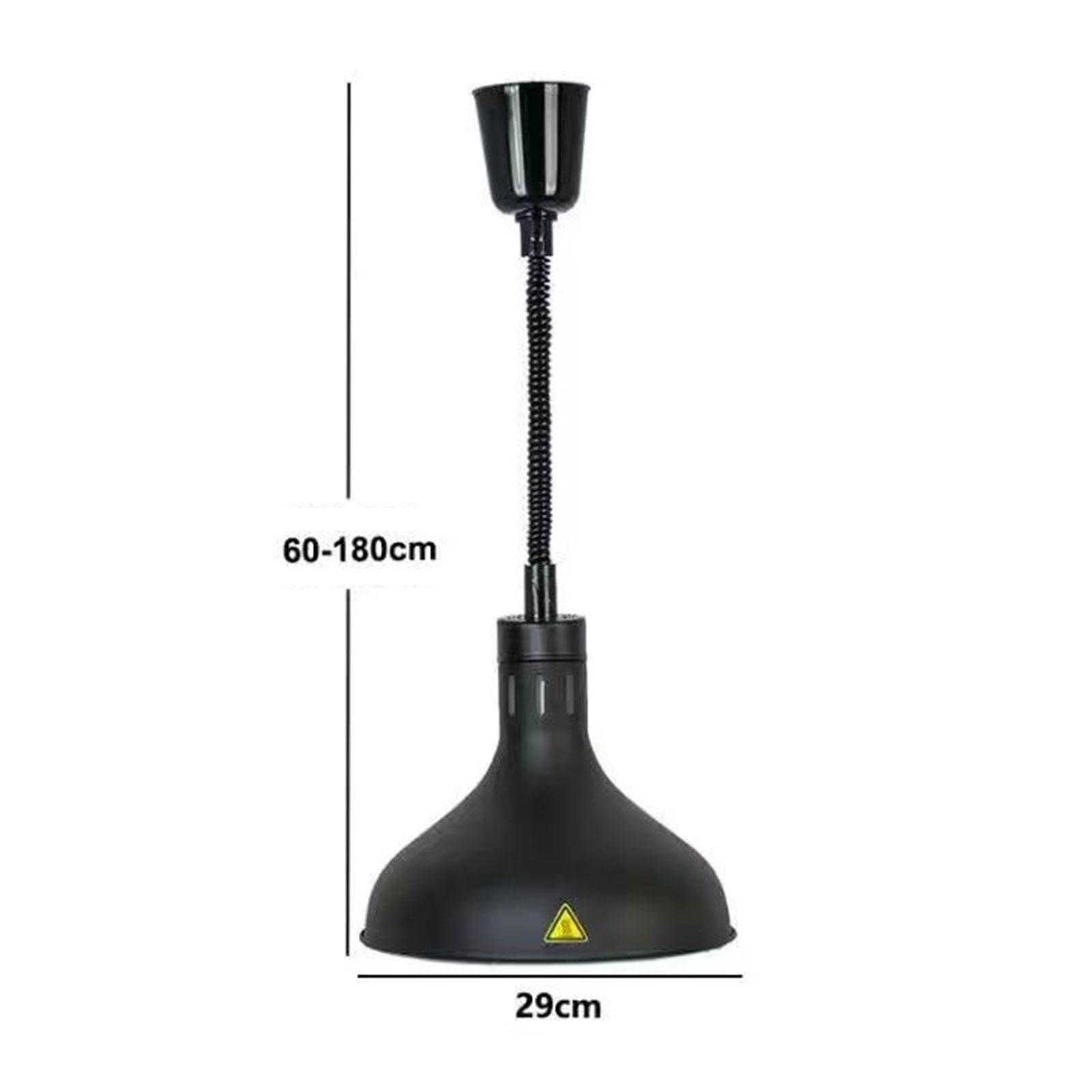 Lámpara Calefactora Extensible para Alimentos con Soporte de Techo Y Base E27 Acero Inoxidable para Buffet Restaurante Cafetería Cocina, Negro, Individual