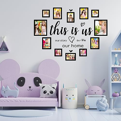 Our Home Quotes Wall Stickers, This is Us Inspirational Vinyl Wall Decals, Family Photo Frames Art Stickers