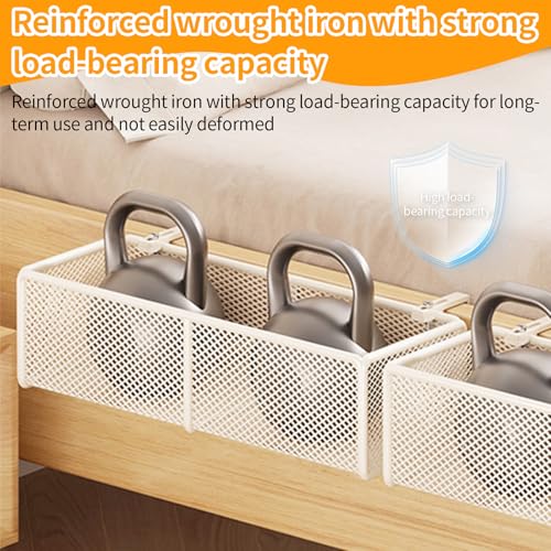 MHYMX Bett Organizer Metall Bettablage zum Einhängen mit 2 Abnehmbarer Haken Weiß Nachttisch zum Einhängen Ans Bett Multifunktionaler Babybett Organizer für Wohnheim Schlafzimmer
