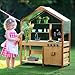 VEVOR Mud Kitchen with Canopy, Fir Wood Play Kitchen for Toddlers with Accessories, Mud Kitchen for Kids Outdoor Backyard with Stoves, Planter Boxes, 2 Sink, Faucet, Blackboard, Cookware Pot