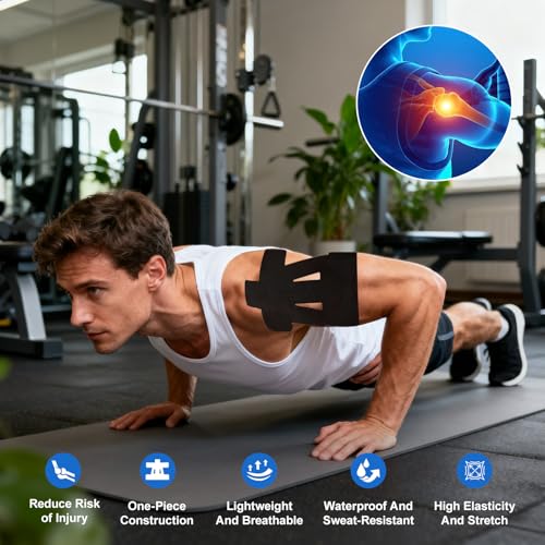 12 Count Kinesiology Tape for Shoulder,Shoulder Tape for Pain Relief,Pre-Cut for Easy use. Stretchy Cotton Material ensures Comfortable wear with Hypoallergenic Adhesive Lasting 4-7 Days - image 2