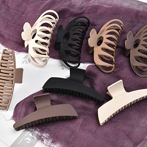 8 Packs 4.3 Inch Neutral Colors Large Hair Claw Clips For Women And Girls, Strong Hold Jaw Hair Clip For Thick Hair And Sailboat Claw Clips For Thin Hair #TOP6
