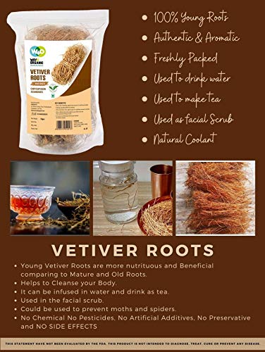Vetiver Root/Dried Khus-Khus/Vetiveria Zizanioides (50 Grams), Young Roots Not Aged Matured Roots, Natural Herbal Coolant - Way4Organic (5 Pack) #TOP6