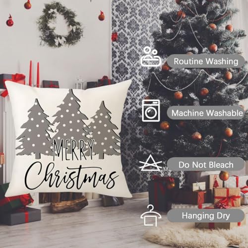 Image of PSDWETS Christmas Pillow Covers 16x16 Set of 4 Christmas Decorations Snowman Deer Tree Winter Holiday Decor Throw Cushion Case for Home Couch
