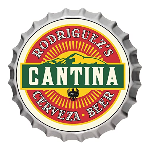 Personalized Beer Bottle Cap Sign (Mexican Cantina Bar) - Wall Hanging Tin Metal Custom Bar Signs For Home Bar, Man Cave Accessories - 13X13X3" Inches - Custom Bar Decor For Home - Metal Wall Art #TOP27