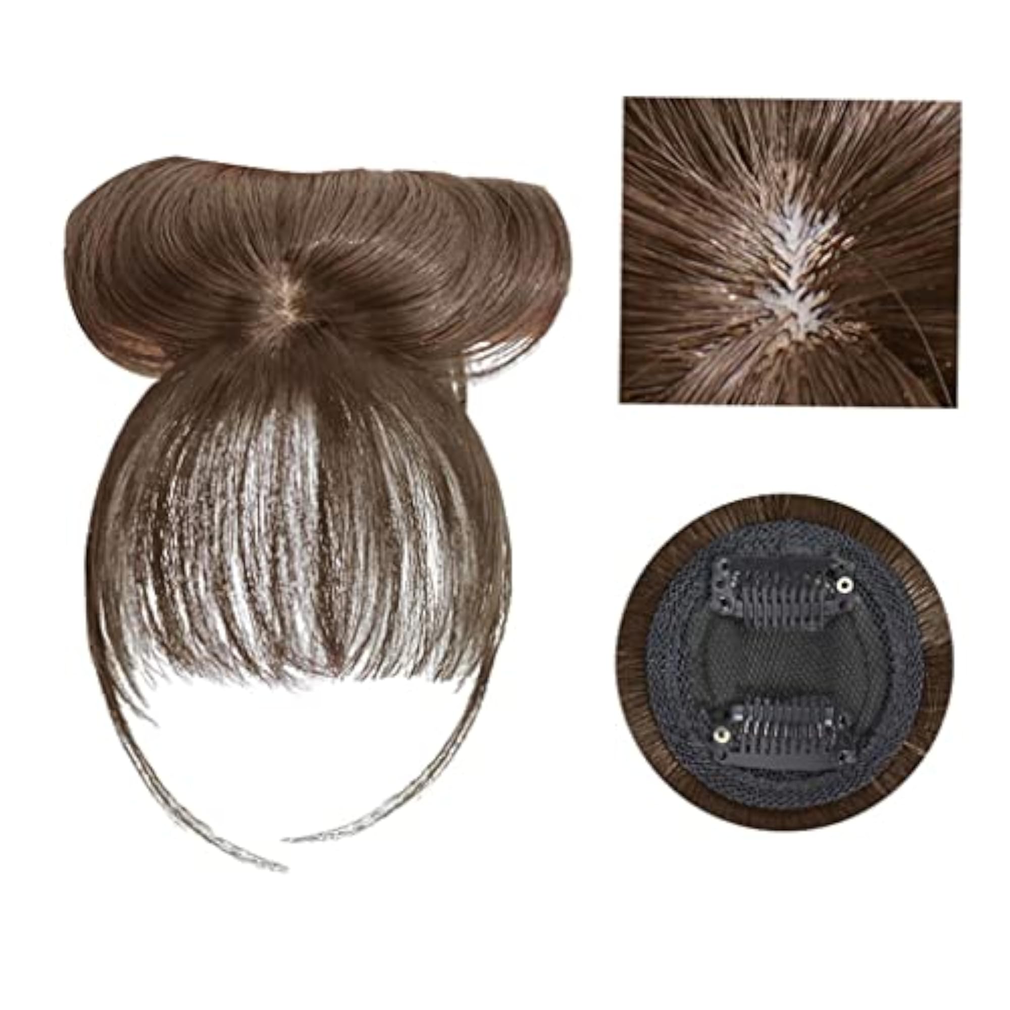 3D Air Bangs Clip-in Fringes Hair Extensions, Light Brown