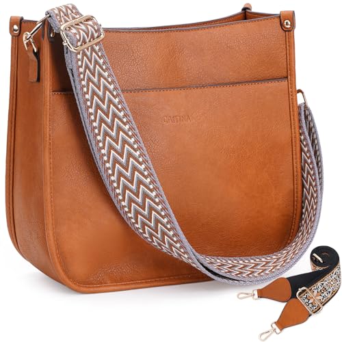 Image of Crossbody Bag Women Vegan Leather Hobo Handbag Trendy Crossbody Shoulder Bag Purses For Women with 2 Adjustable Strap