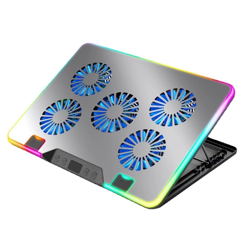 Silent Cooling Refrigeration 5-Fan Laptop Computer Radiator | white-Fruit peach5