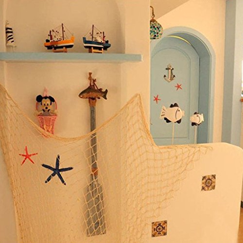 FLAMEER Decorative Nautical Fishing Balloon Net Beach Scene Party Decoration Netting - Beige