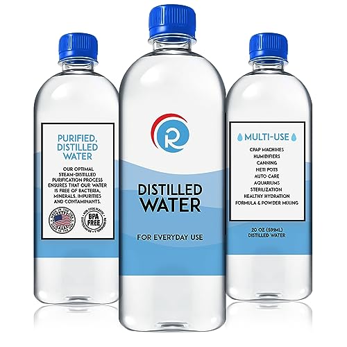 Image of Resway Distilled Water 20 fl.oz. | General Multi-Use | Purified Distilled Water for Drinking, Baby Formula, Nutrition Powder, Aquarium Care | Everyday Use | 6 Pack