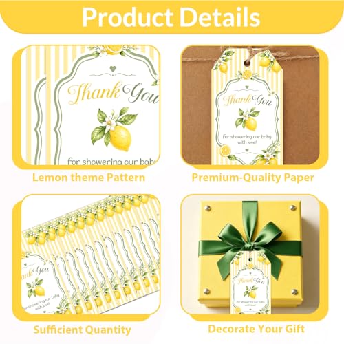Étiquettes de remerciement pour fête prénatale jaune 2x8,9cm Baby Shower - 6