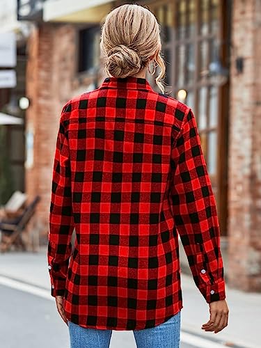 Image of SANGTREE Girls & Women's Long Sleeve Flannel Plaid Shirt Button Down Shirts, 3 Months - US 2XL