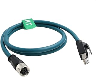 HangTon Ethernet Cable M12 X Code 8 Position Female to RJ45 Cat-7e for Industrial Actuator Sensor Profibus Network Automation Application 30cm
