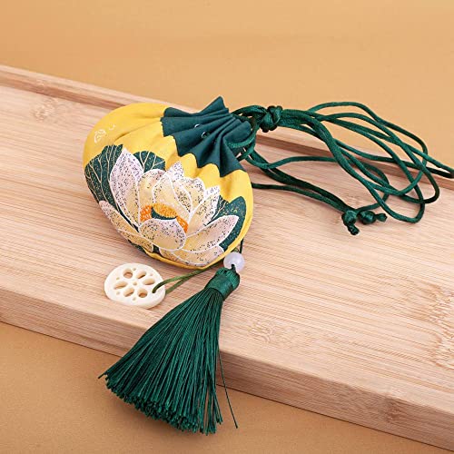 4 Bolsitas Chinas Tradicionales Bordadas Amarillas miniatura 2