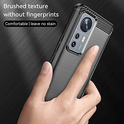 Image of NPRC Hybrid Ultra Slim Protective Case TPU Non-Slip Carbon Fiber Texture Shockproof Case Cover for RedmI 12 Pro - Black