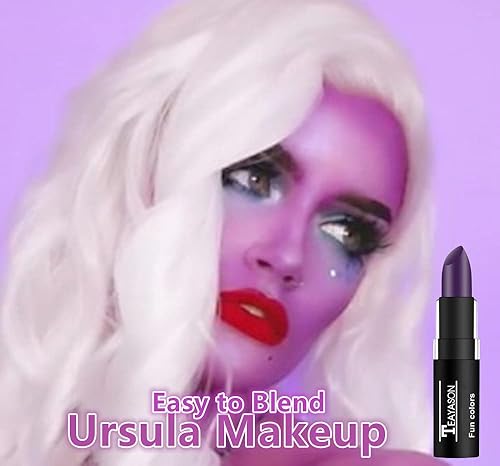 Miniatura 4 de Go Ho Crema de maquillaje en lápiz mezclable, reduce el deslumbre, pintura para SFX profesionales, cara de Úrsula, segura para nariz y labios, para