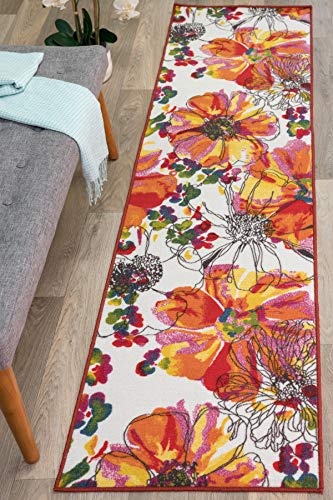 Rugshop Modern Bright Flowers Non-Slip (Non-Skid) Runner Rug 2' x 10' Multi