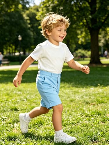 Image of Boy Shorts Kids Stretch School Uniform Clothes Flat Front Dress Casual Shorts with Pockets for Summer
