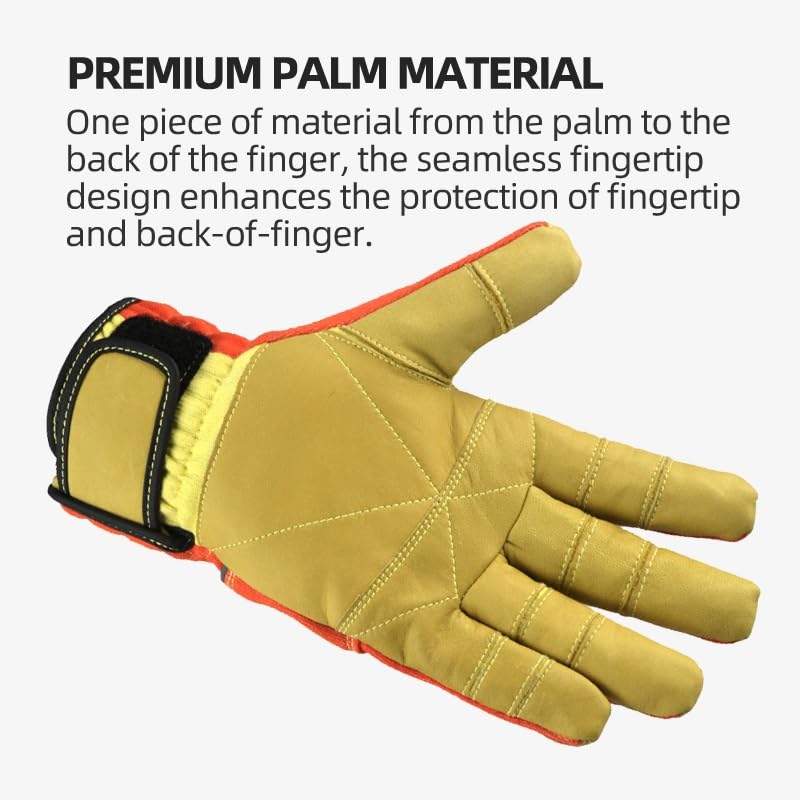 Guantes Resistentes a cortes, 1 par/2 piezas de guantes de trabajo de seguridad ignífugos y anticortes con aislamiento térmico(L)