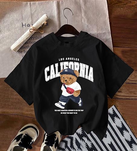 Image of Jawdrobe Cotton Blend Oversized Fit Half Sleeve Printed Round Neck T-Shirt for Women