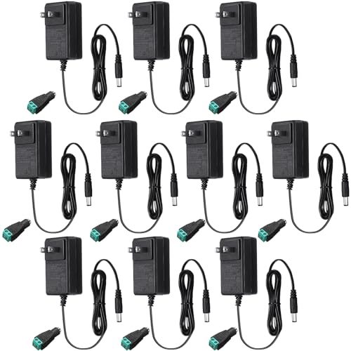 Image of Copkim 10 Pcs 12V Power Supply 12V DC 24W LED Light Adapter Switching Led Power Supply AC120V to DC12V Transformer with 5.5 /2.1 mm Female Barrel Connector for Strip Light(2A)