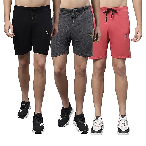 Image of Mack Jonney Regular fit Cotton Shorts for Men (Pack of 3)-D11 BLK ANT OLV 03-P