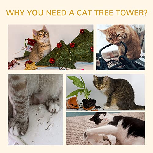 Torre para Gatos PawHut Ajustable 8.5 Pies Marrón Claro miniatura 6