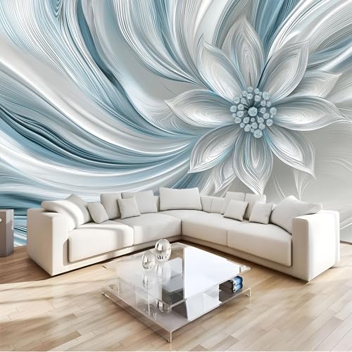 Papier peint panoramique haut de gamme effet 3D tourbillon de fleurs pour fresque de salon