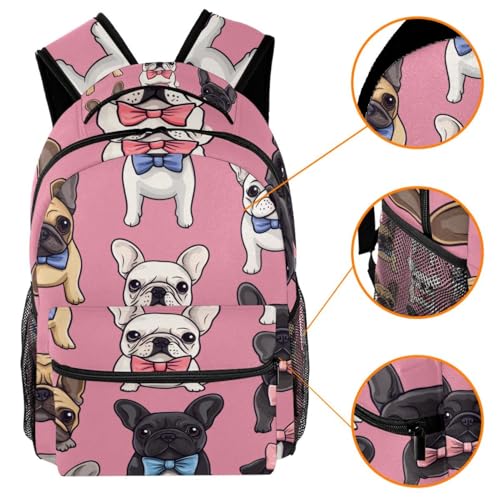 Sac à dos avec porte-bouteille et imprimé bouledogue ado - 3