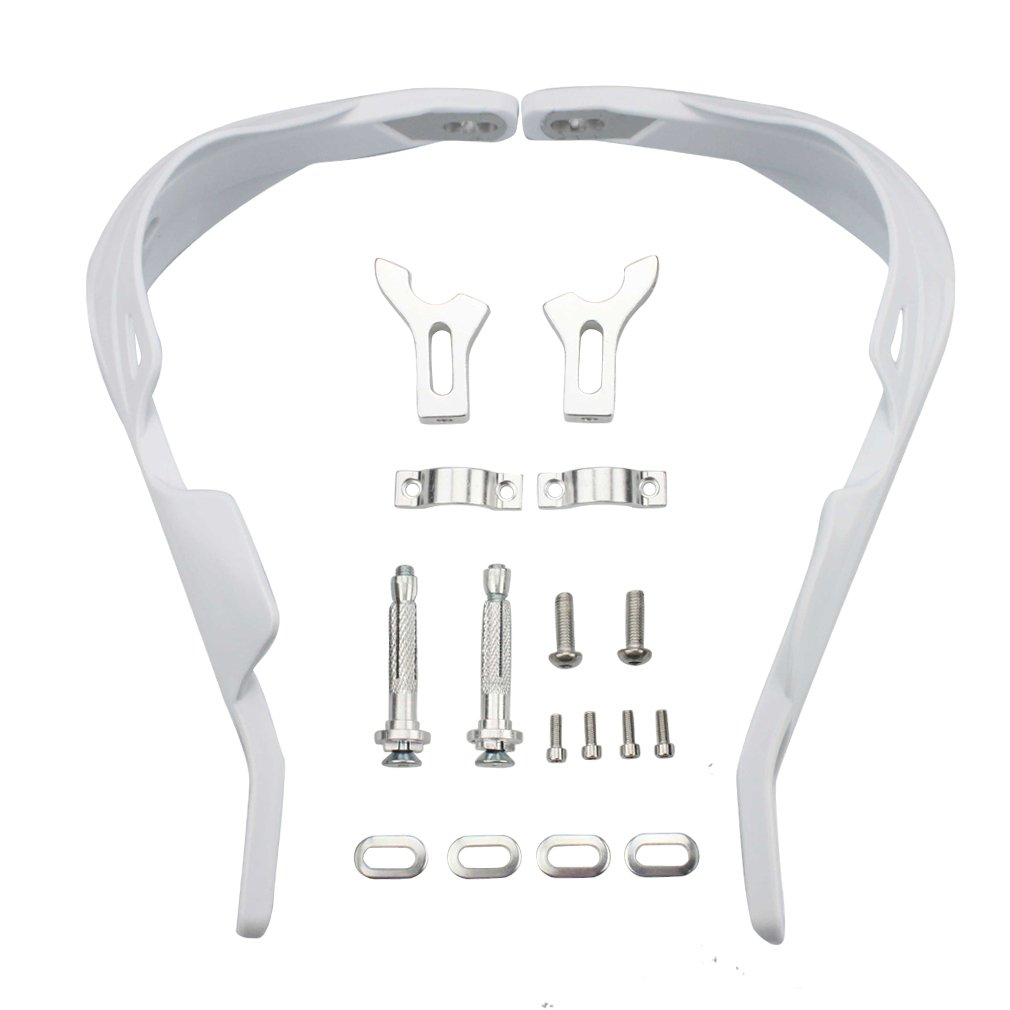 GOOFIT 7/8" en Alliage d'aluminium Cintre Main Brush Guards Protector Handguards Assy Remplacement pour Moto Motocross Pit Off-Road Dirt Bike VTT Blanc