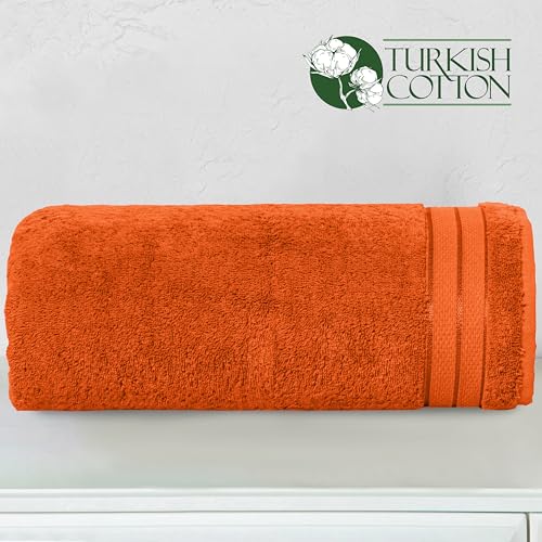 Image of Elegant Comfort Three Line Popcorn Extra Large Luxury Bath Towel - 40 inch x 80 inch inch,Premium Hotel Spa Quality 1 Piece Oversized Bath Sheet 100% Turkish Cotton Super Soft Highly Absorbent, Vibrant Orange
