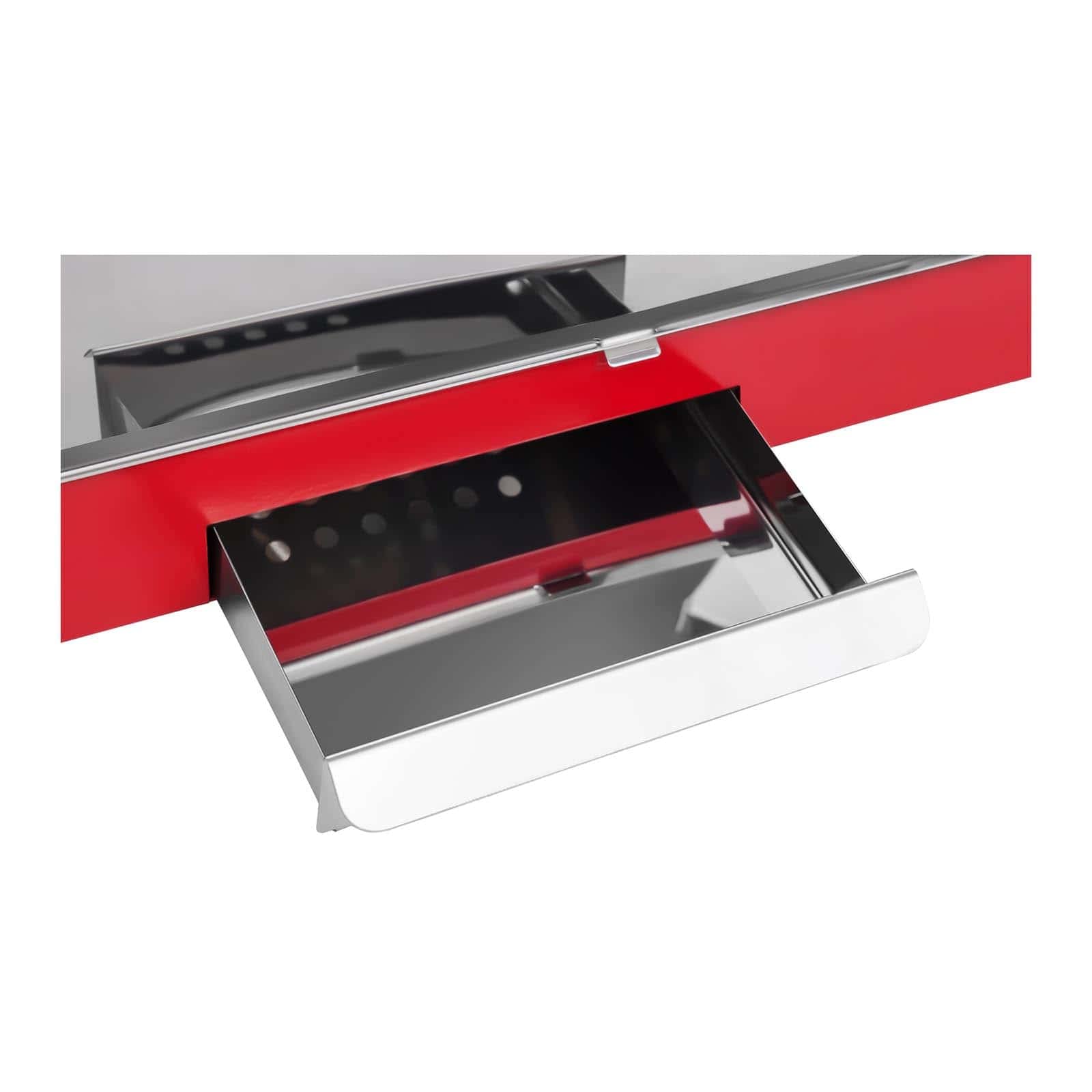 Royal Catering Machine à Popcorn (1.500W, rendement horaire 5 kg/h, 16 L/h, diamètre de la cuve 18 cm, récipient antiadhésif, rouge avec chariot) Design américain