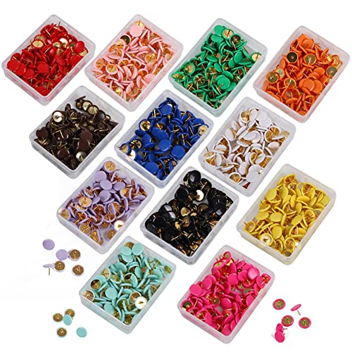 SHTGOI 100 Stück Reißzwecke Runde Reißnägel Dekorative Heftzwecken Markierungsnadeln Thumbtacks mit Kunststoffköpfen und Stahlspitzen Runde Pins Rund Stecknadeln für Fotos Kork Pinnwand Braun