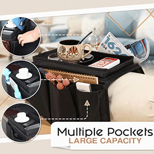 RNCOZE-2PCS-Sofa-Armrest-Organizer-with-5-Pockets-Hanging-Couch-TV-Remote-Storage-Organizer-with-Cup-Holder-Tray-Sofa-Slipcover-Organizer-Sofa-Couch-Armchair-Caddy-Holder-Blue