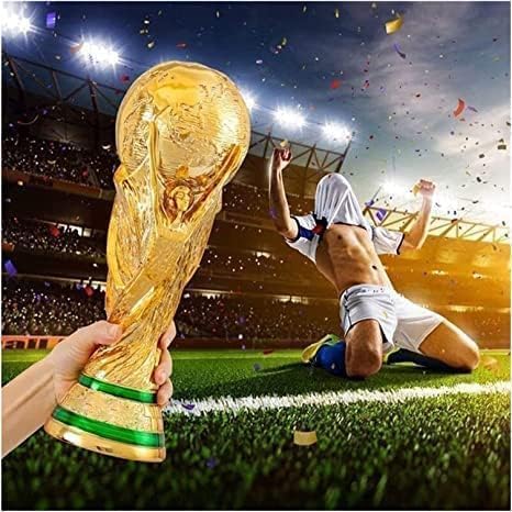 Image of 2023 14.1IN World Cup Trophy Replica Resin Soccer Collectibles Sports Fan Trophy Birthday Present Bedroom Office Desktop Display Cabinet Decor