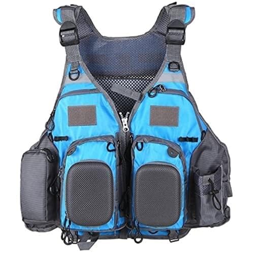 Chaleco Salvavidas de Pesca con Cremallera y Cinturón Ajustable, Chaleco de Pesca con Mosca for Nadar, Navegar, Navegar, Kayak y Flotar(C)
