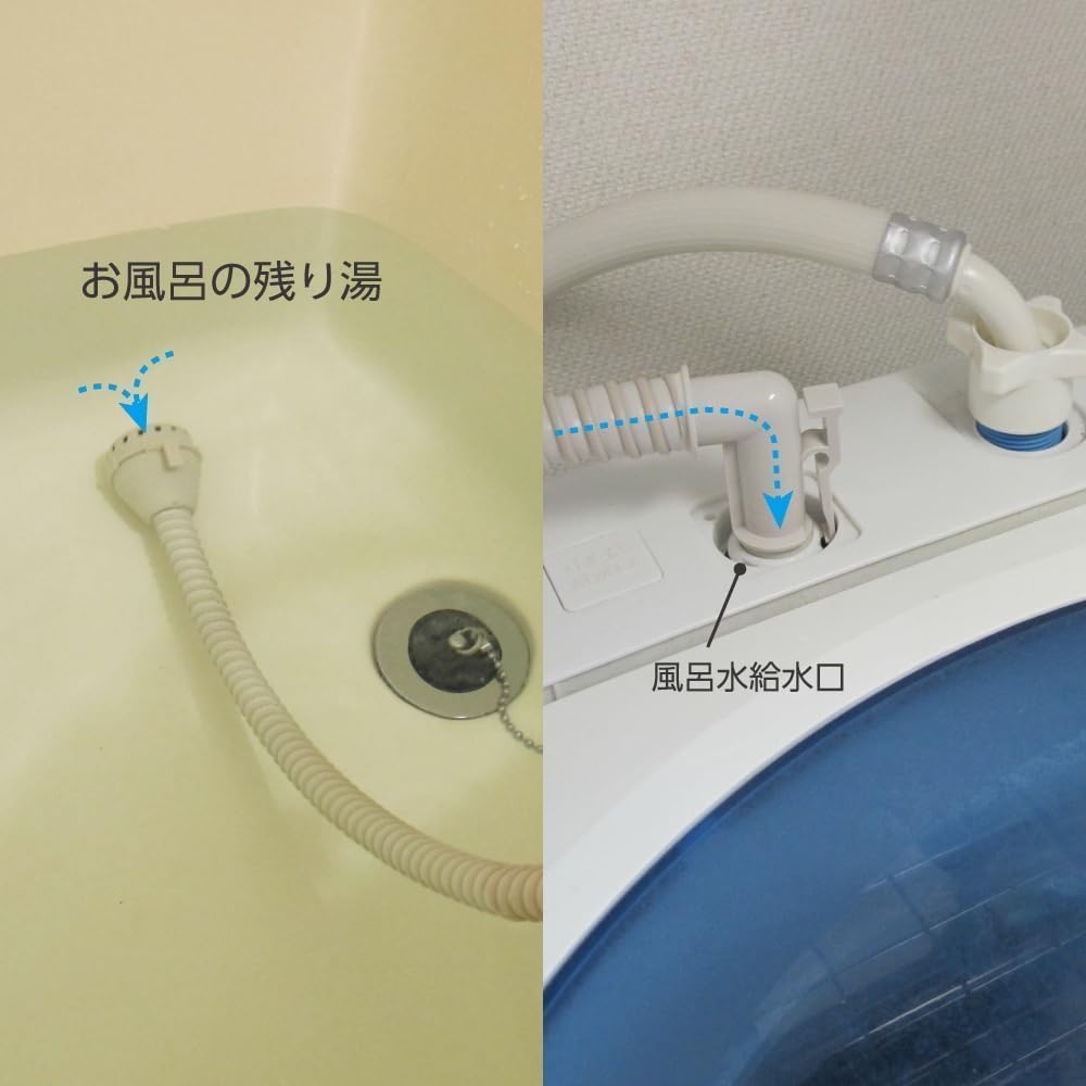 サン エイ風呂水給水ホースセット 長さ4M バスポンプ機能付洗濯機用 Wフィルター付 PT171-871S-4 グレー - 3