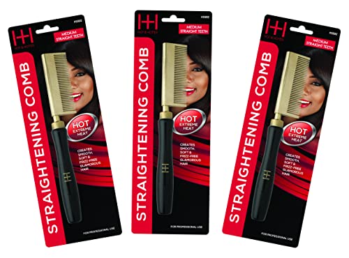 Annie Straightening Comb - Med Teeth - Straight PACK OF (3)